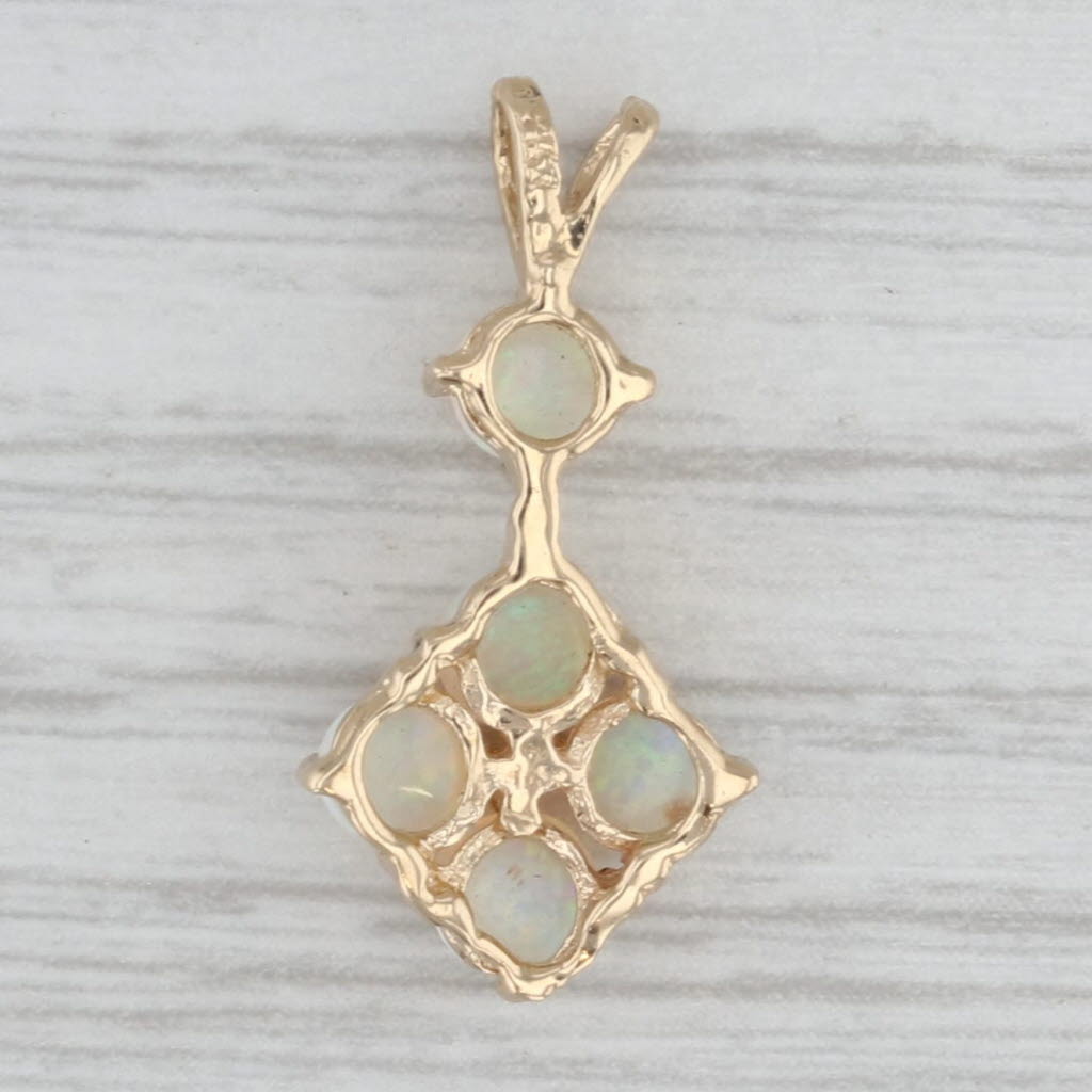 Vintage Small Opal Pendant 14k Yellow Gold Round Cabochons