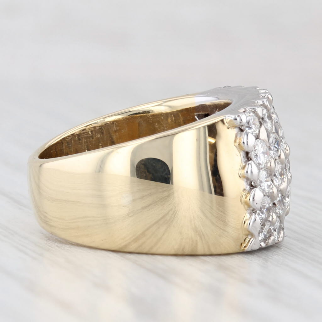 Light Gray 1.50ctw Pave Diamond Cocktail Ring 18k White Yellow Gold Size 5