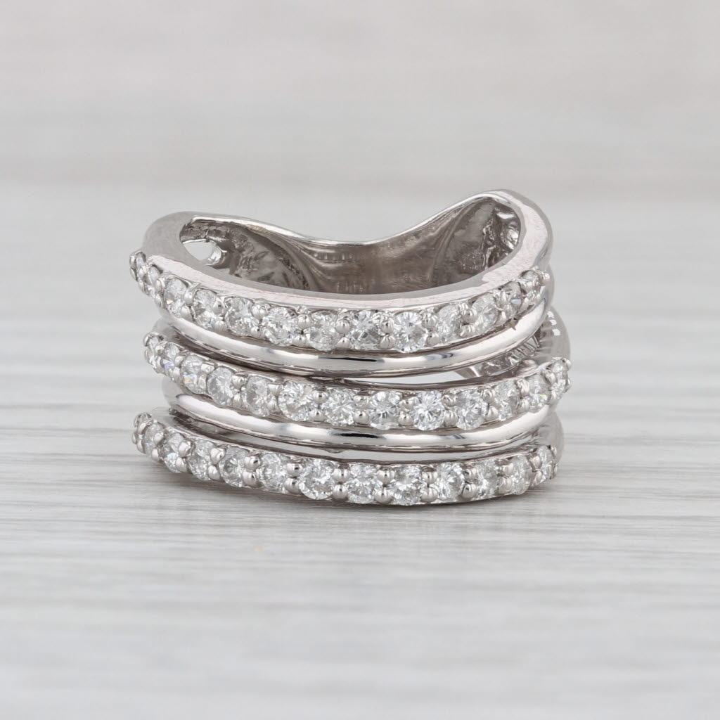 1ctw Diamond Multiband Ring 14k White Gold Size 6 Cocktail