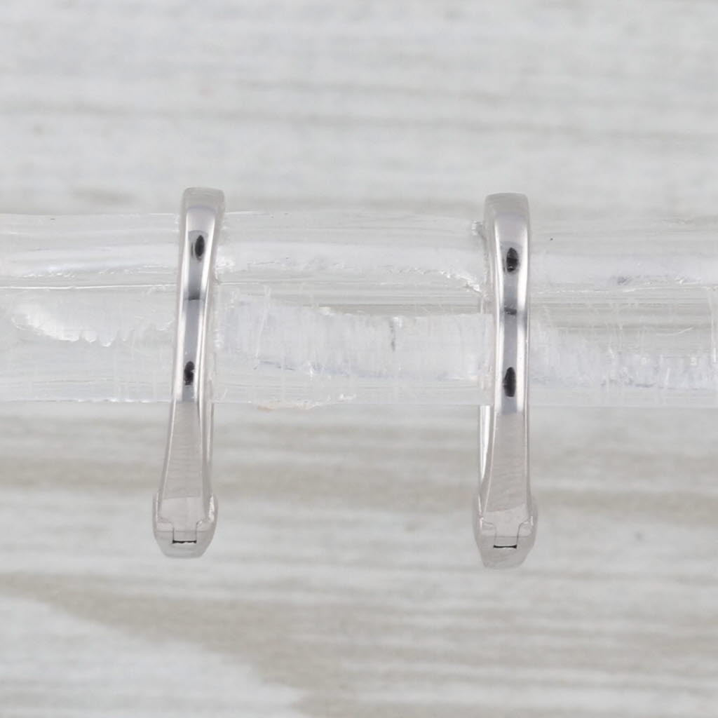 0.11ctw Diamond Small Hoop Earrings 14k White Gold Hinged Round Hoops