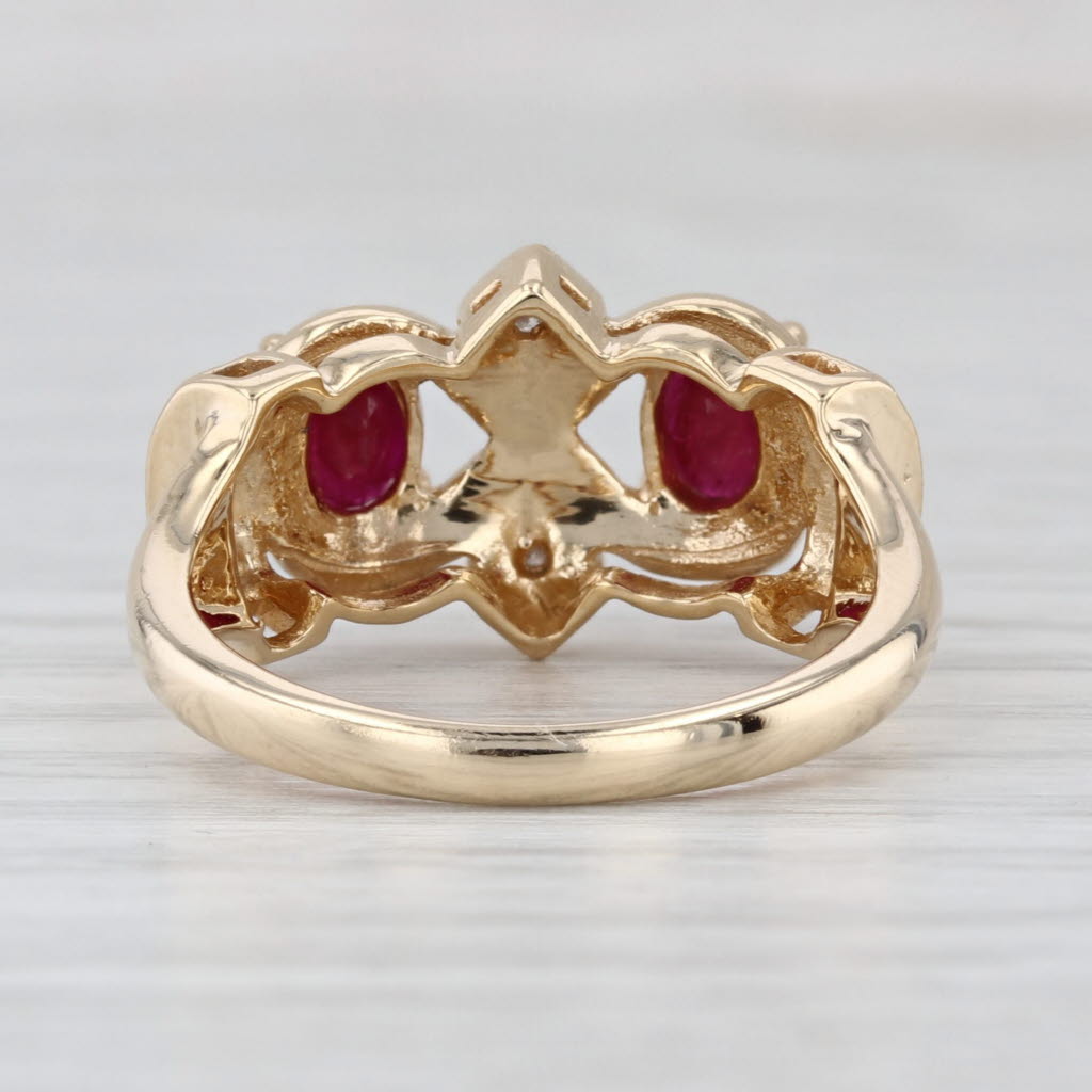 1.31ctw Ruby Diamond Infinity Knot Ring 14k Yellow Gold Size 7