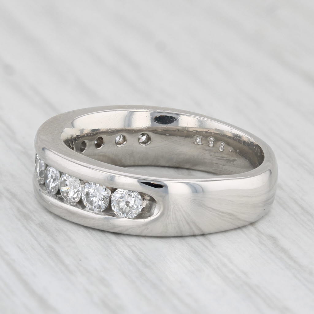 Light Gray 0.90ctw Diamond Wedding Band Platinum Stackable Anniversary Ring Size 7