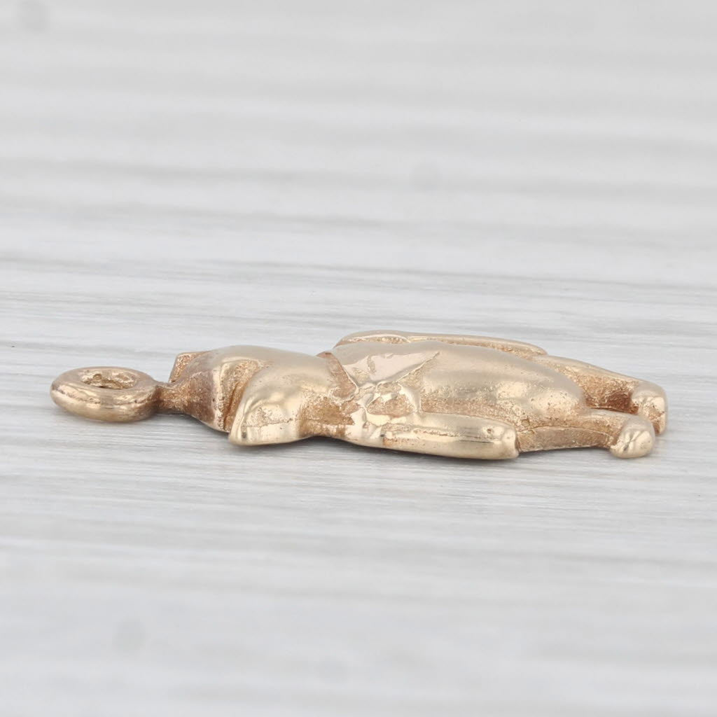 Light Gray Winnie the Pooh Bear Charm 14k Yellow Gold Disney Cartoon Pendant