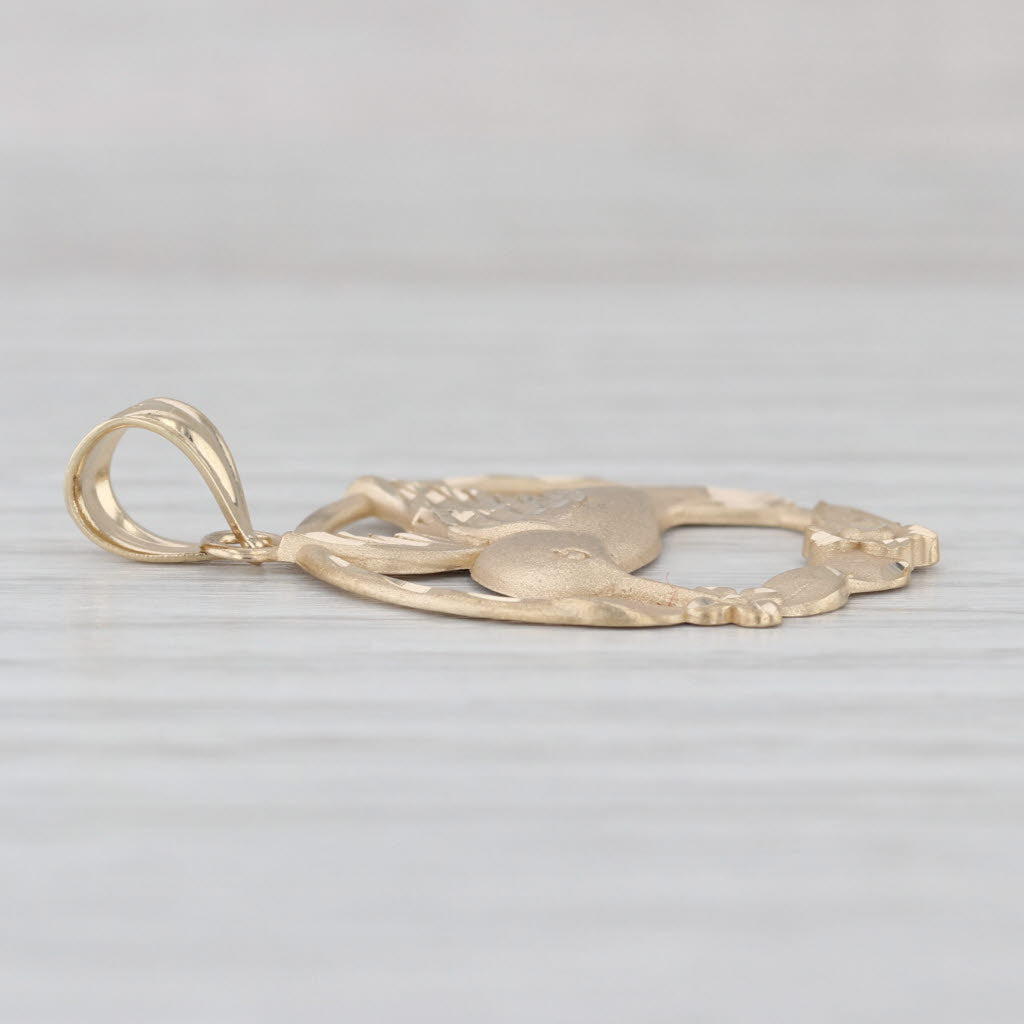 Hummingbird Flower Wreath Pendant 14k Yellwo Gold Michael Anthony