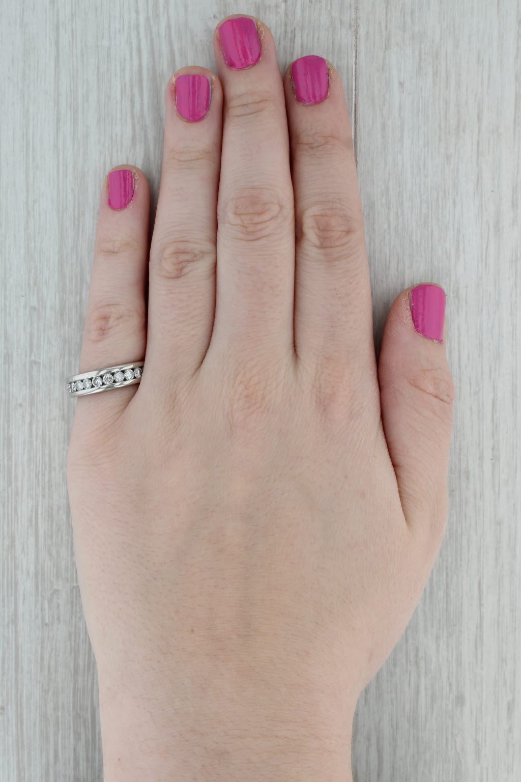 Dark Gray 0.90ctw Diamond Wedding Band Platinum Stackable Anniversary Ring Size 7