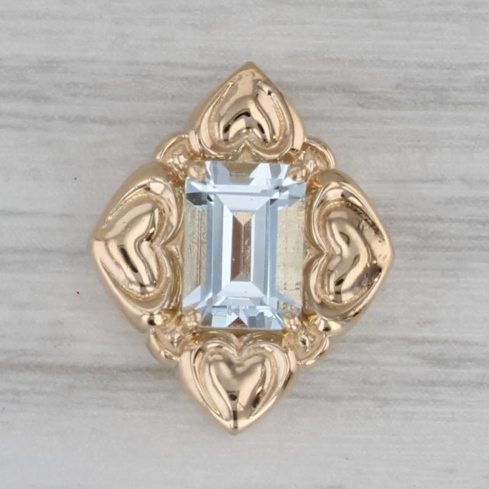 Gray 0.85ct Aquamarine Slide Bracelet Charm 14k Yellow Gold