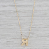 Letter Initial "R" Pendant Necklace 14k Yellow Gold 16-18" Cable