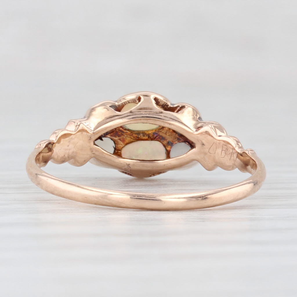 Light Gray Victorian Pearl Opal Ring 10k Yellow Gold Size 7.25 Antique Jewelry