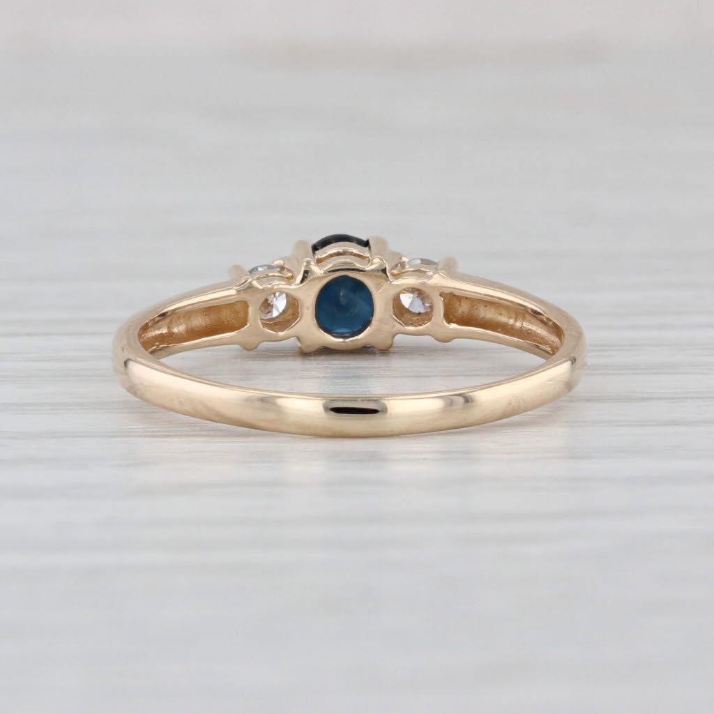 0.55ctw Blue Sapphire Diamond Ring 14k Yellow Gold Size 8