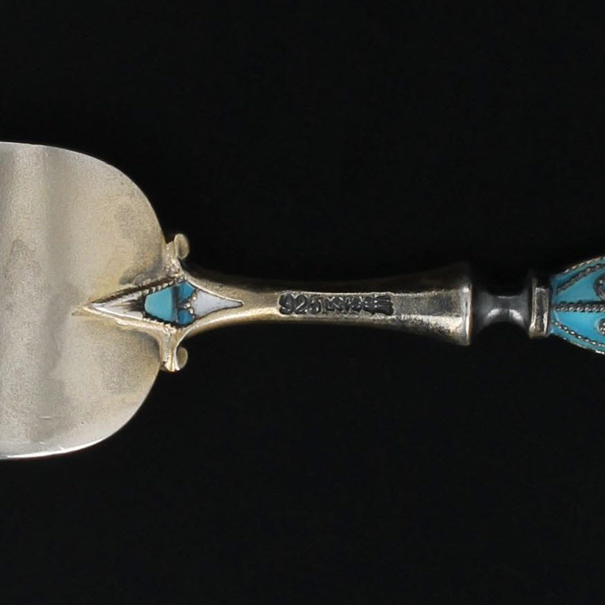 Black David Andersen Dragestil Fork Sterling Silver Norway Enamel Monogram