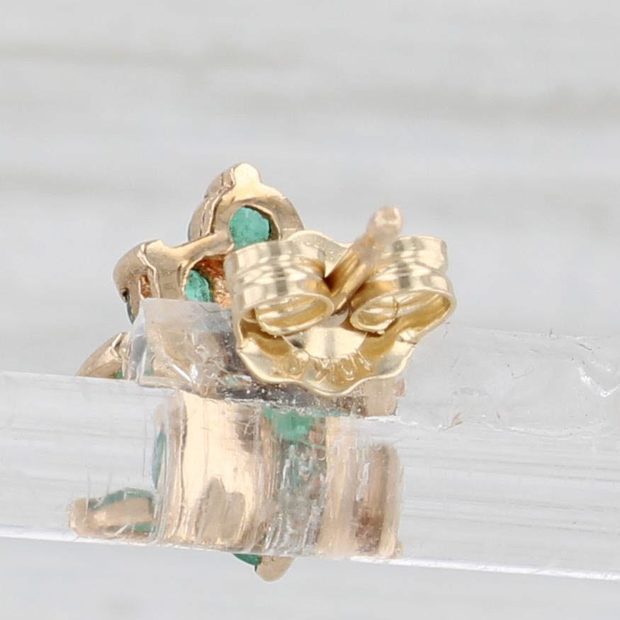 Light Gray 0.72ctw Emerald Diamond Cluster Flower Stud Earrings 10k Yellow Gold