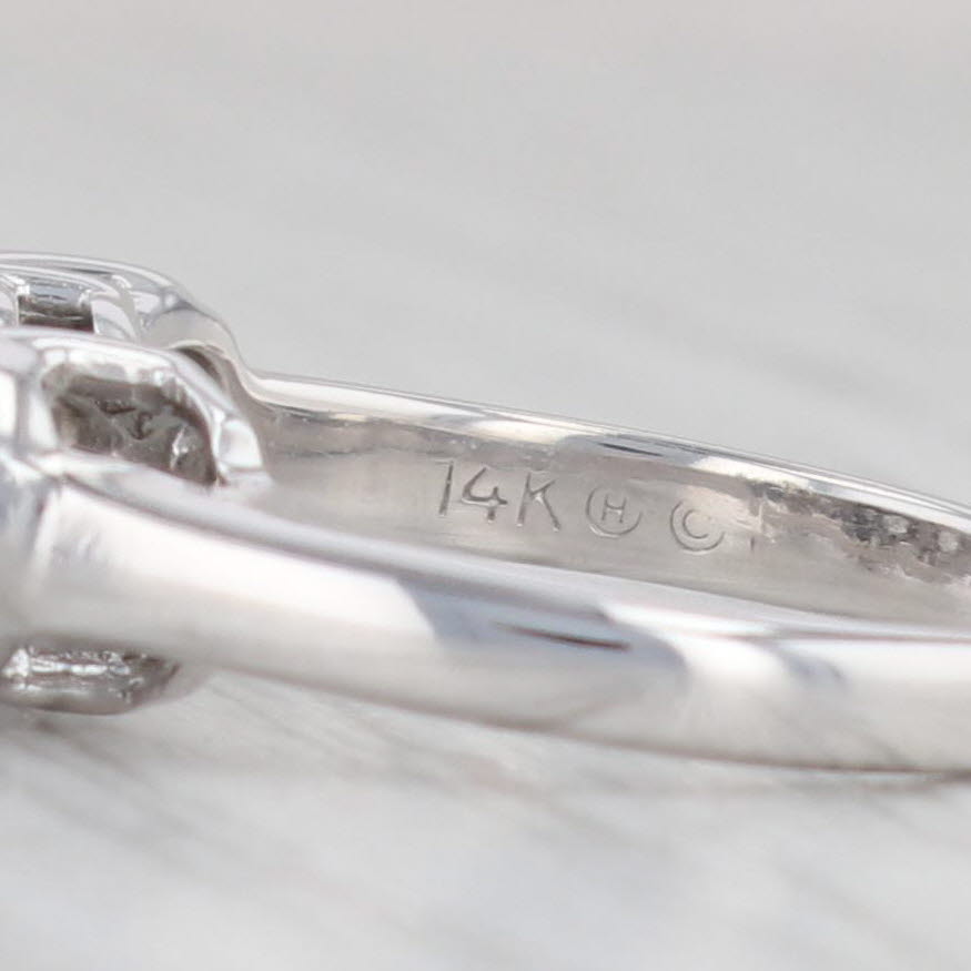 Light Gray 0.50ctw Diamond Flower Clusters Ring 14k White Gold Size 6