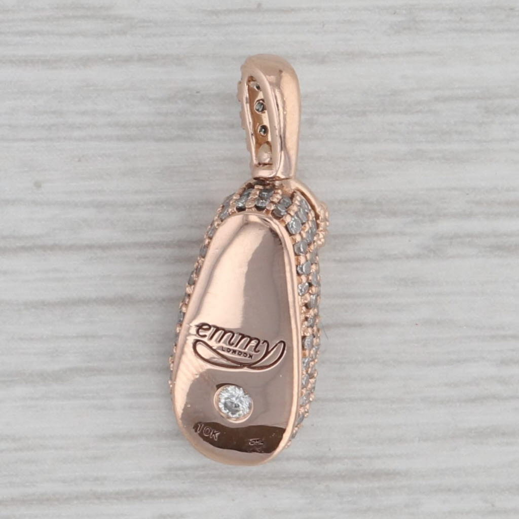 Gray 0.62ctw Diamond Baby Shoe Pendant 10k Rose Gold Small Drop Charm Emmy