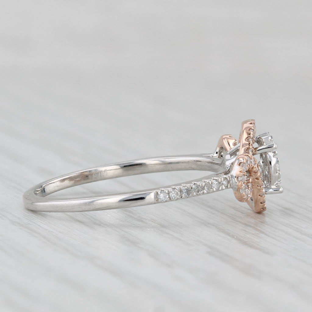 Light Gray 0.28ctw Diamond Cluster Engagement Ring 10k White Rose Gold Size 7.75