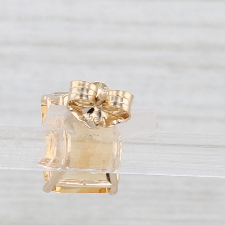 Light Gray 4ctw Emerald Cut Solitaire Citrine Stud Earrings 14k Yellow Gold