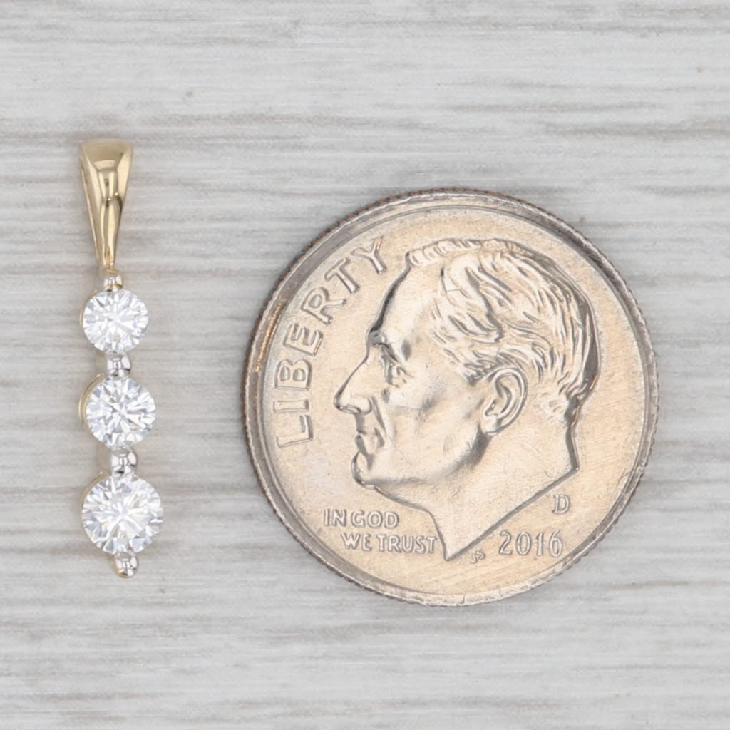Light Gray 0.35ctw Lab Grown Diamond 3-Stone Journey Drop Pendant 10k Yellow Gold