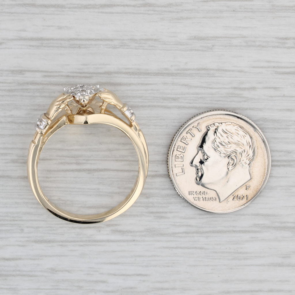 Gray Diamond Claddagh Heart Ring 10k Yellow Gold Size 7 Engagement Wedding