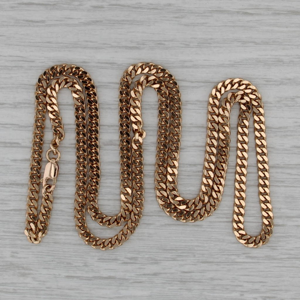 24.25" Curb Chain Necklace 18k Yellow Gold 3.5mm