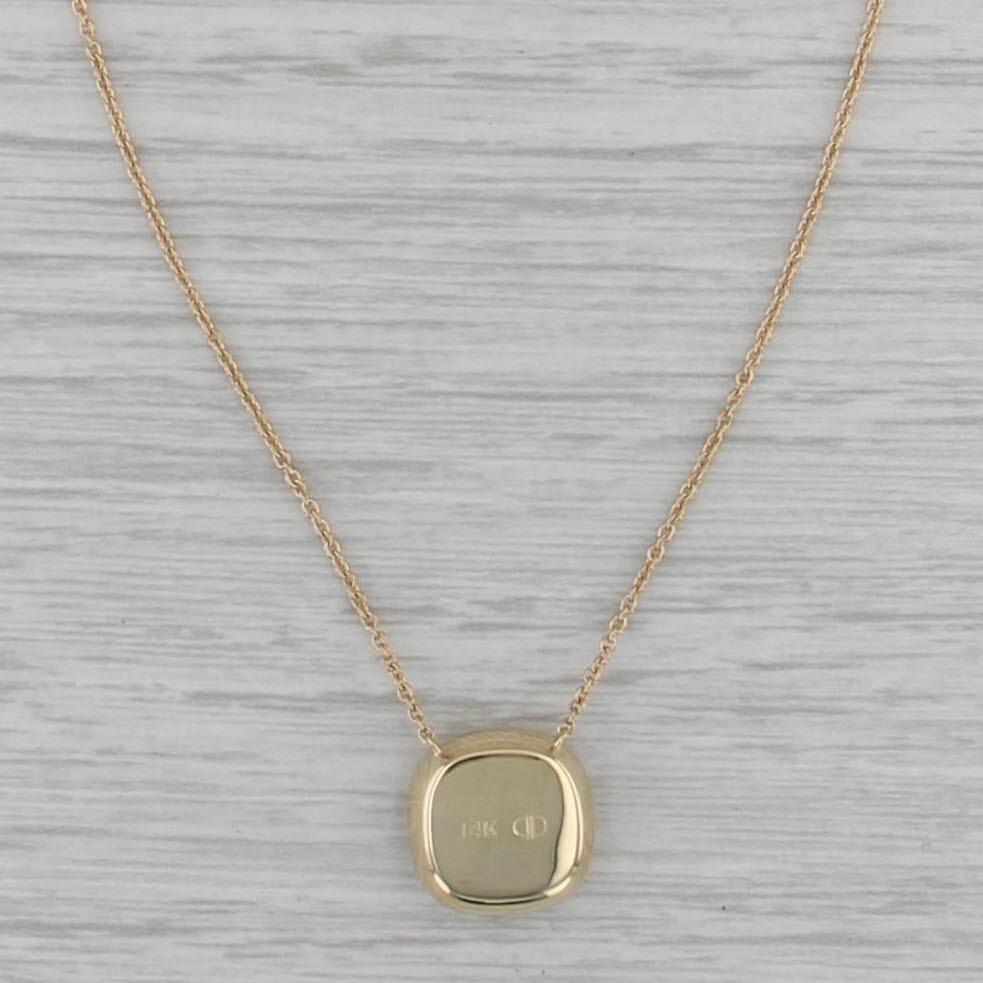 New 0.10ctw Diamond Halo Engravable Pendant Necklace 14k Yellow Gold Cable Chain