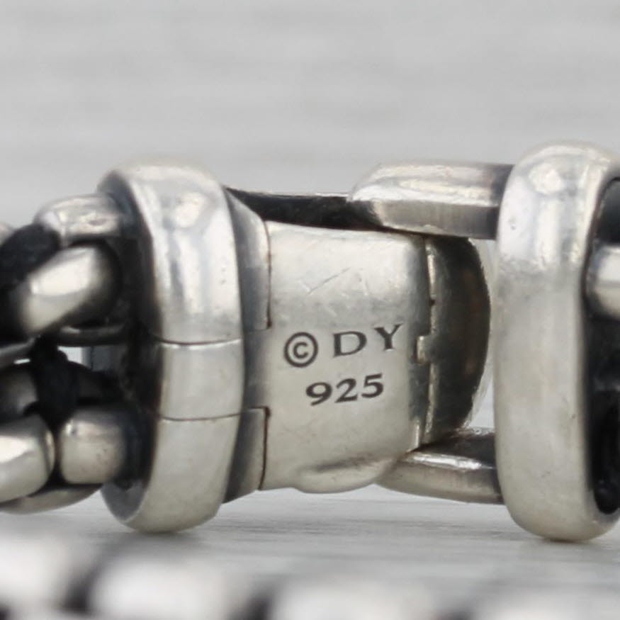Gray David Yurman Woven Nylon Box Chain Bracelet Sterling Silver 8" 9.5mm