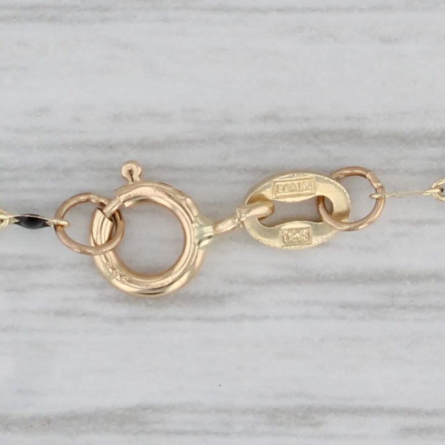 Gray New Enamel Marquise Link Chain 14k Yellow Gold 18" 1.2mm