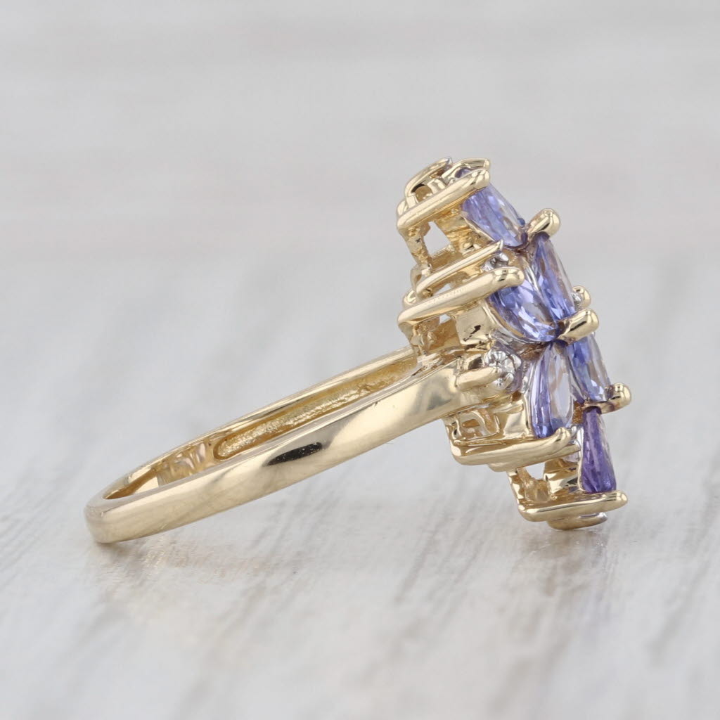 1.83ctw Tanzanite Diamond Cluster Ring 14k Yellow Gold Size 6
