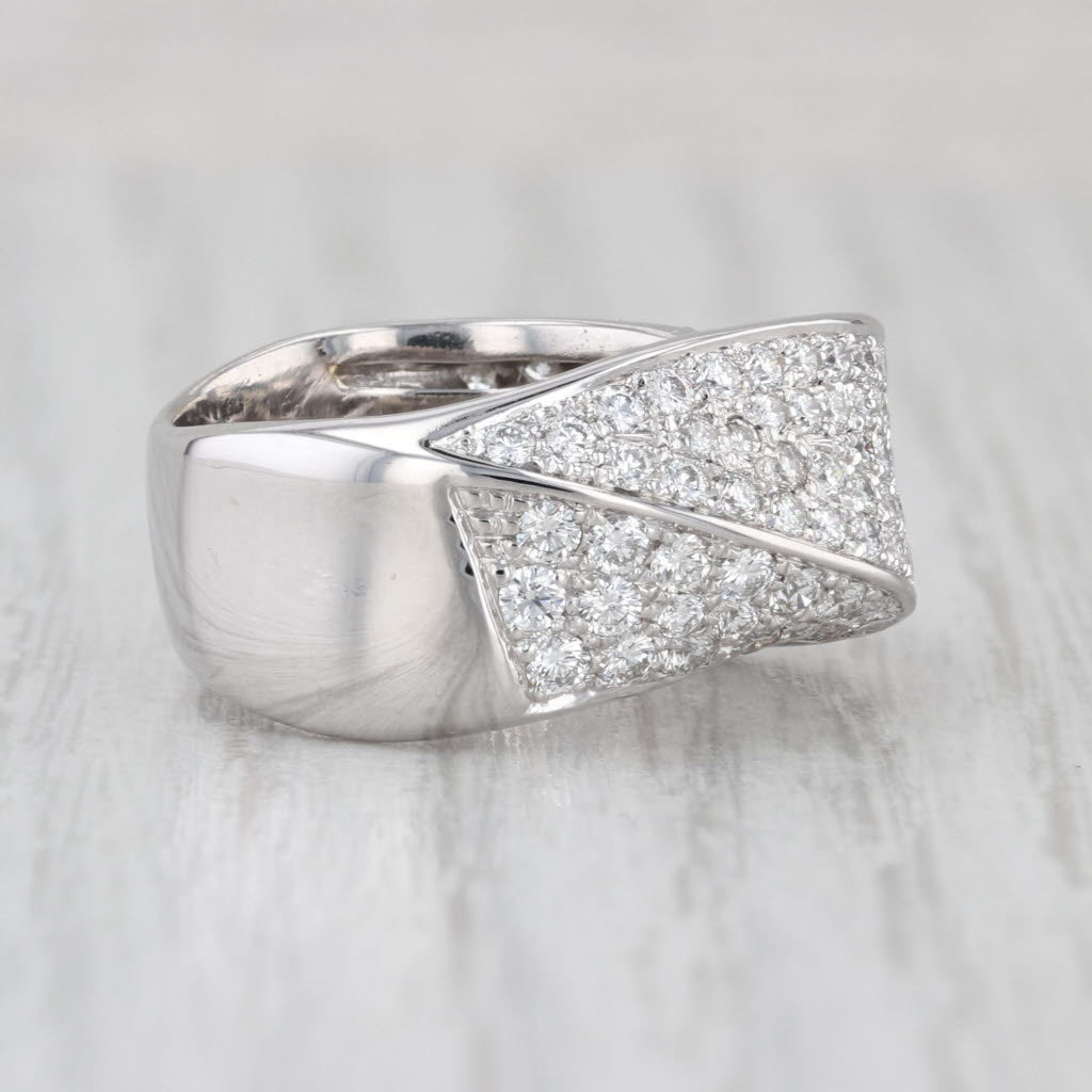 2ctw Pavel Diamond Contoured Beveled Ring 18k White Gold Size 5.75