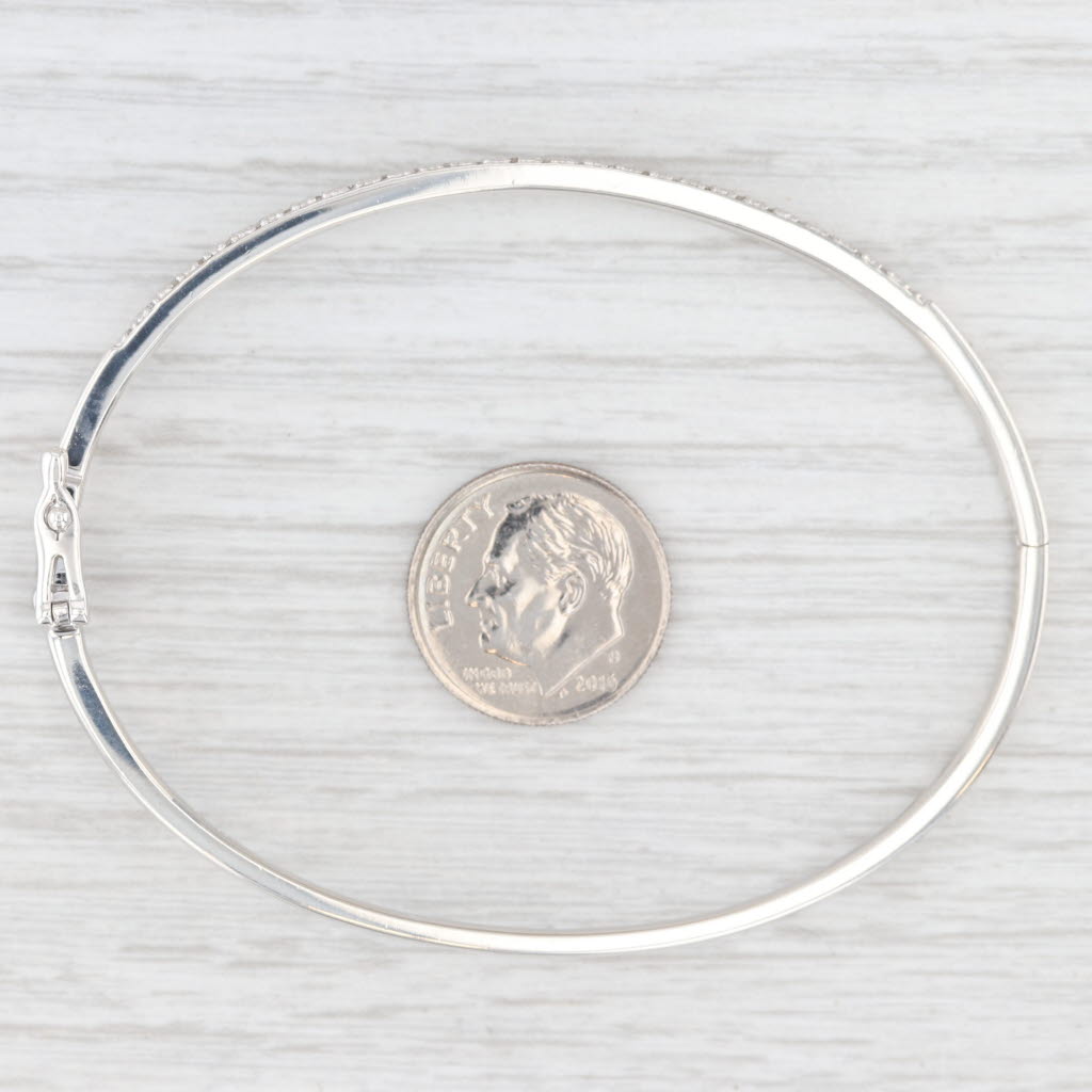 Light Gray 0.18ctw Diamond Bangle Bracelet Sterling Silver 7" 2.8mm