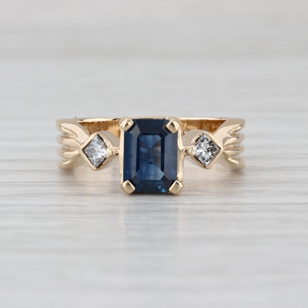 1.46ctw Blue Sapphire Diamond Ring 14k Yellow Gold Size 6.5 Engagement