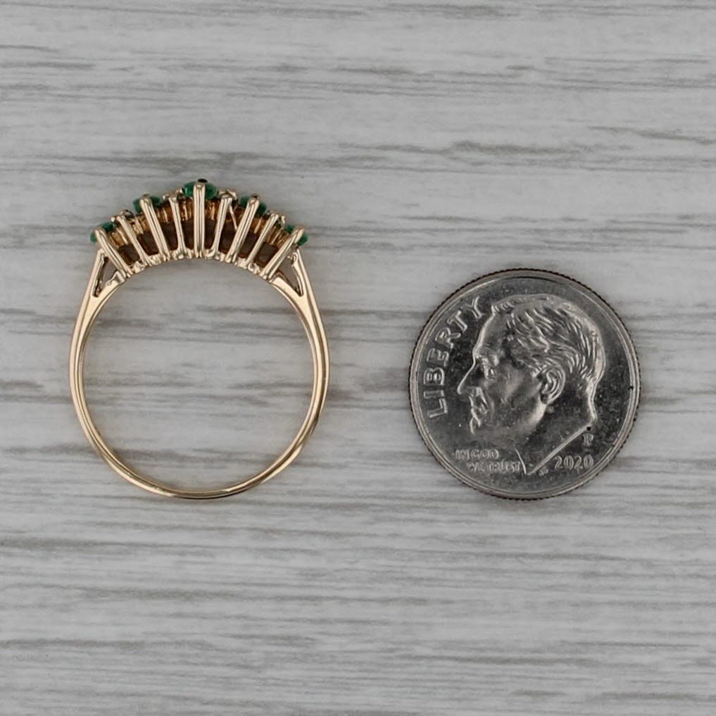 0.52ctw Tiered Emerald Diamond Ring 14k Yellow Gold Size 7.5 Stackable Wedding