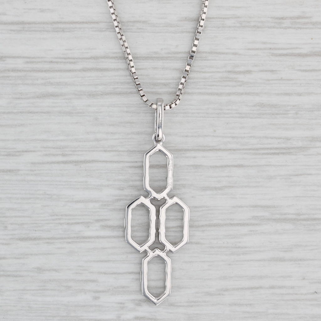 Light Gray New 0.23ctw Diamond Rings Pendant Necklace 14k White Gold Box Chain 17"-18"