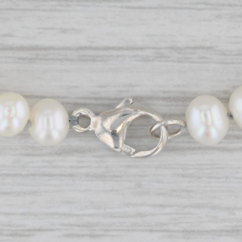 Gray White Cultured Pearl Strand Sterling Silver Bead Necklace