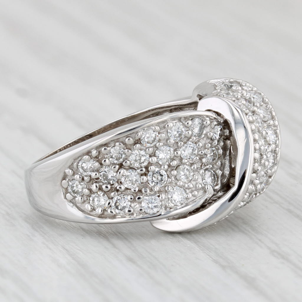 Light Gray 1.15ctw Diamond Crossover Ring 14k White Gold Size 6 Cocktail
