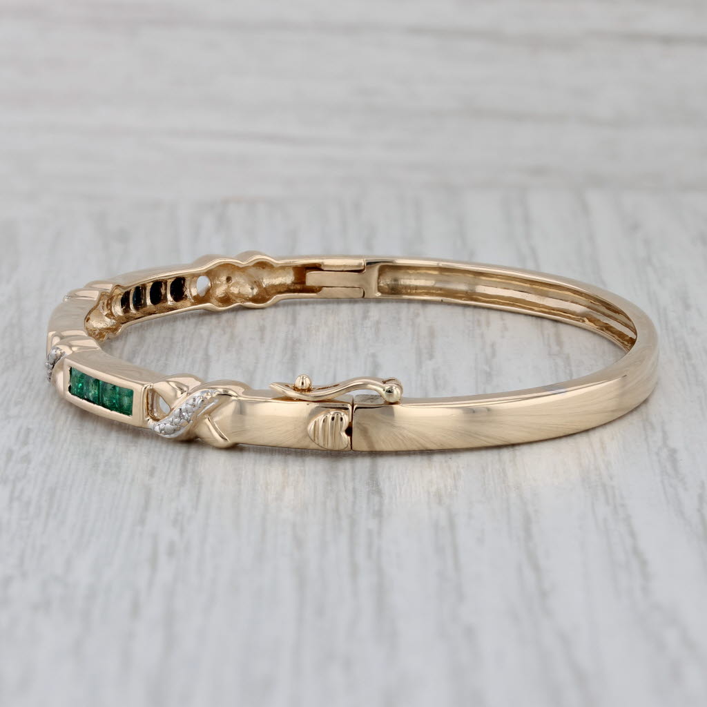Gray 1.12ctw Gemstone Bangle Bracelet 14k Gold Emerald Ruby Sapphire Diamond 6.25"