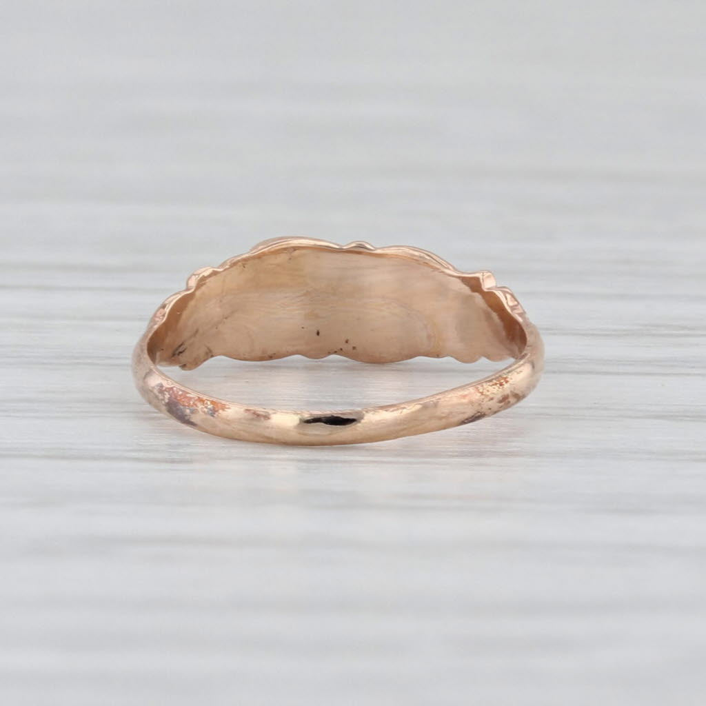 Antique Glass Baby Ring 10k Yellow Gold Small Size Band