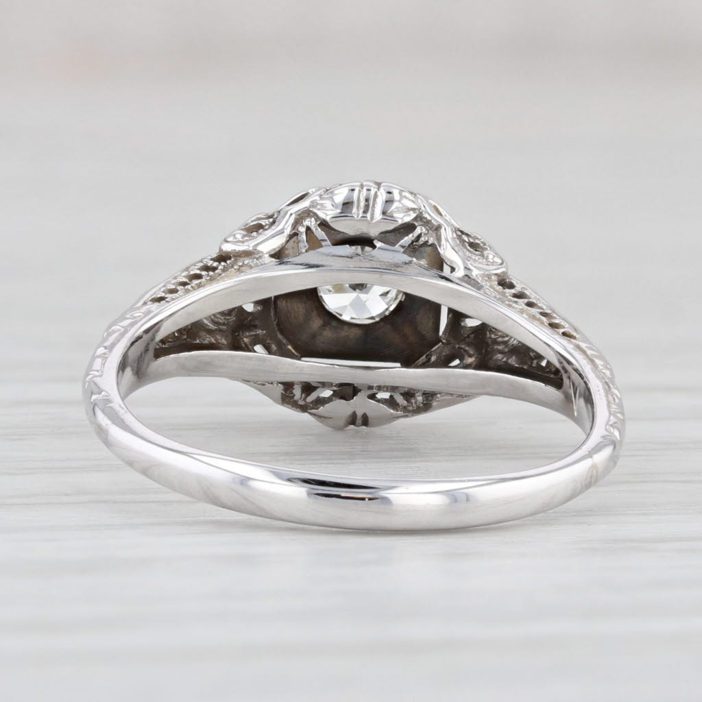 Light Gray Art Deco 0.25ct Diamond Engagement Ring 18k 14k White Gold Size 7