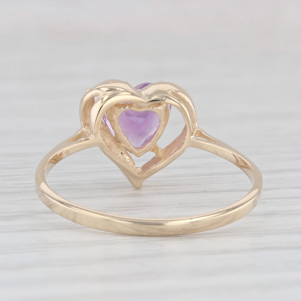 Light Gray 0.70ct Amethyst Heart Solitaire Ring 10k Yellow Gold Size 7.25
