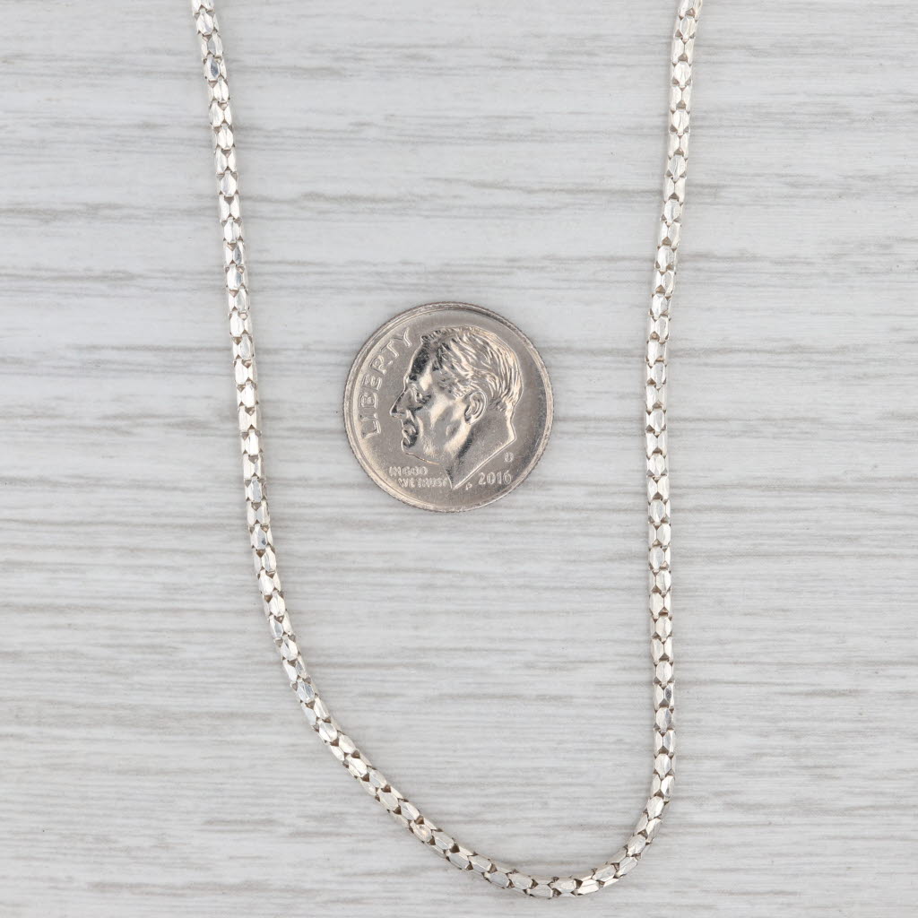 Light Gray Tube Chain Necklace Sterling Silver 24.25" Adjustable Bead Slide 1.9mm
