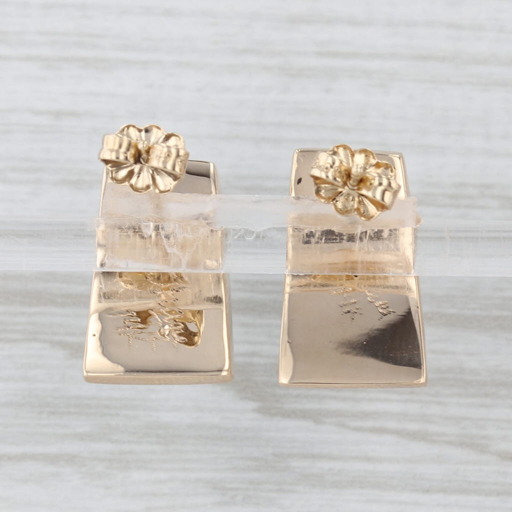 Turquoise Mosaic Earrings 14k Yellow Gold Artisan Signed