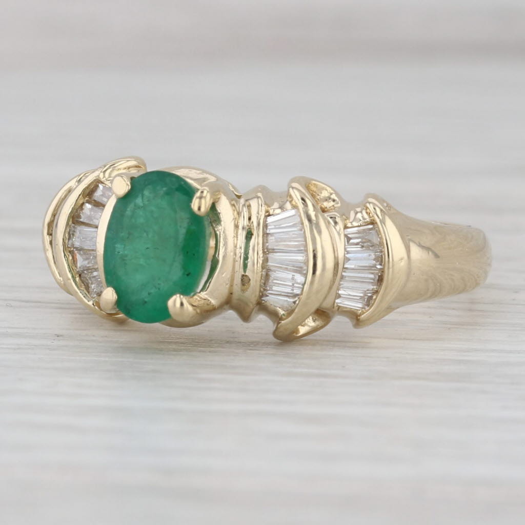 0.96ctw Emerald Diamond Ring 14k Yellow Gold Size 6.75