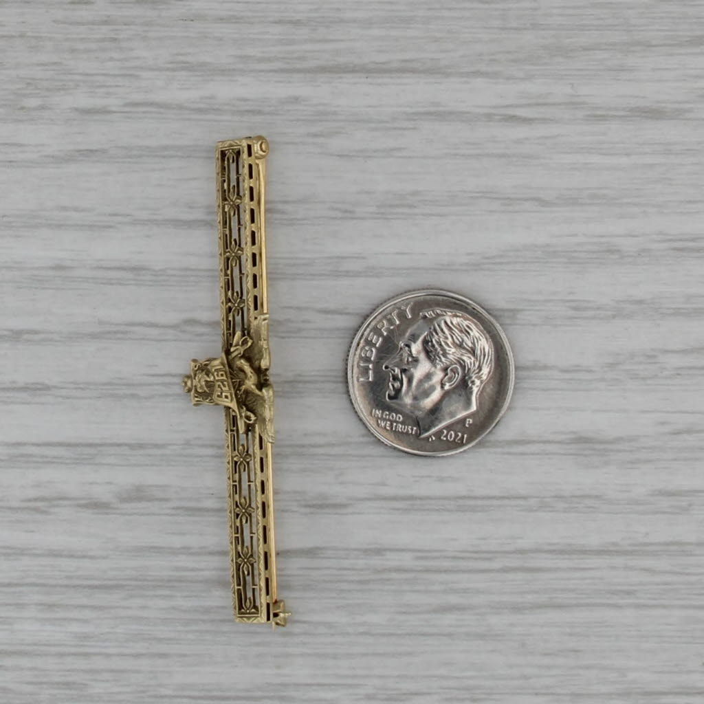 USNA Navy Military Bar Pin 14k Yellow Gold Vintage 1929 Eagle Signet