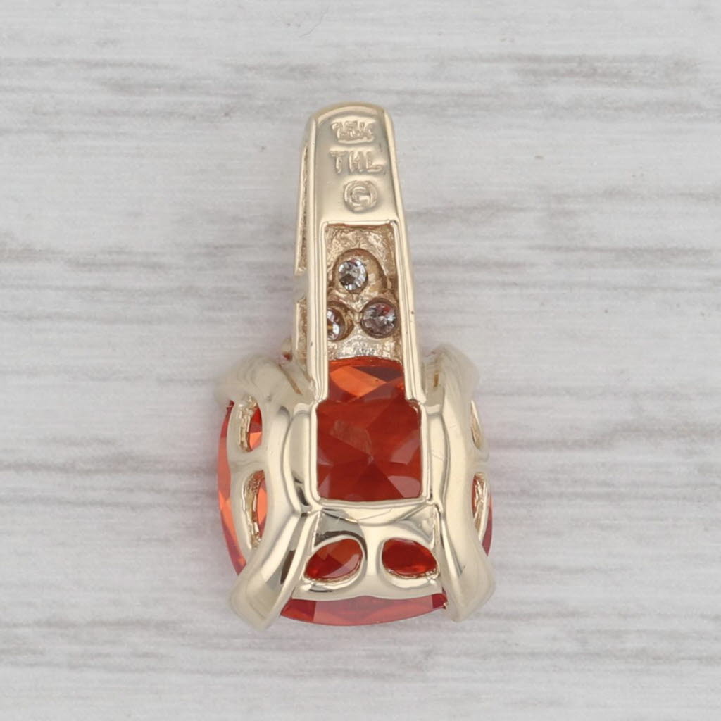 Gray 6.09ctw Lab Created Red Orange Sapphire Diamond Pendant 10k Yellow Gold