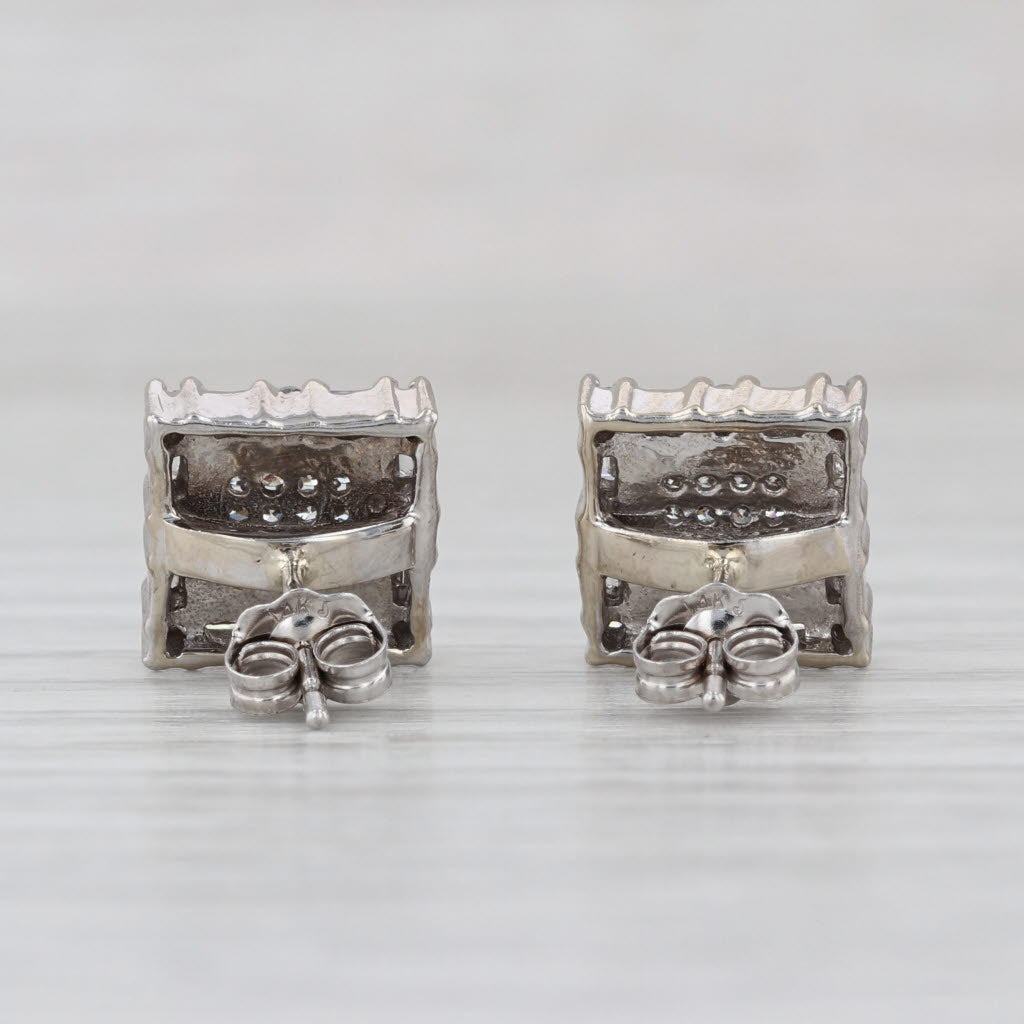 0.36ctw Diamond Square Frame Stud Earrings 14k White Gold