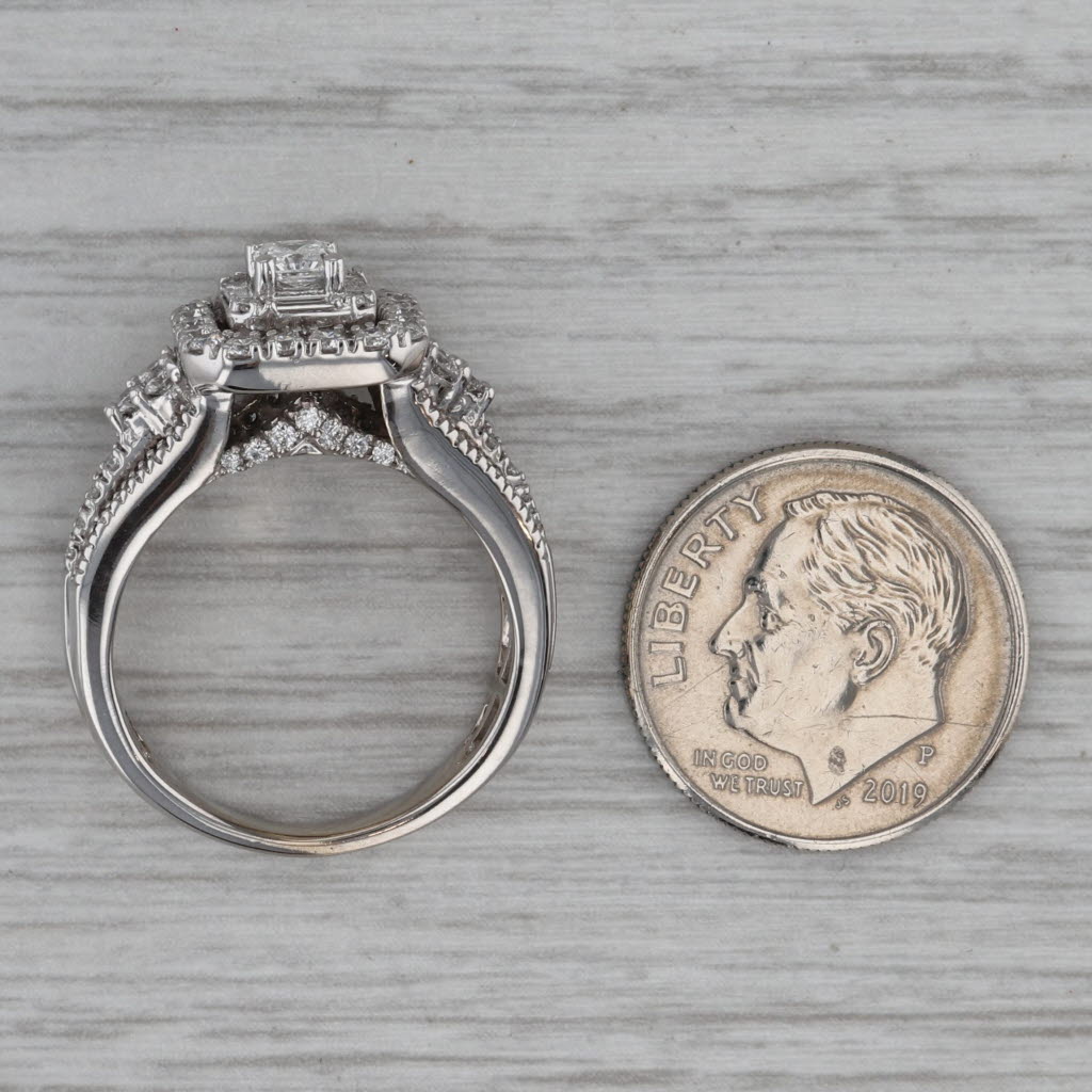 Dark Gray 1.15ctw Diamond Halo Engagement Ring 14k White Gold Size 6.5 Bridal Celebration