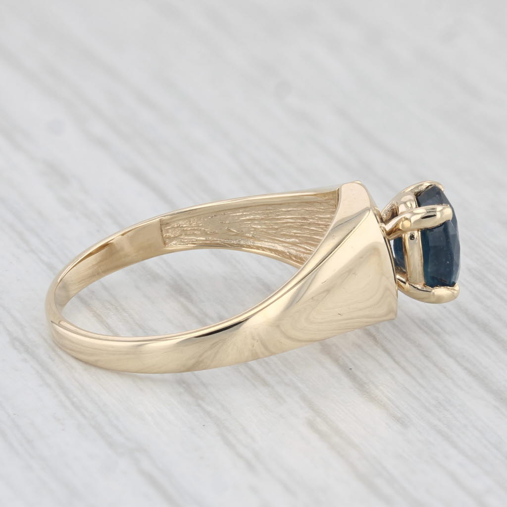Light Gray 1.10ct Oval Blue Sapphire Solitaire Ring 14k Yellow Gold Size 8