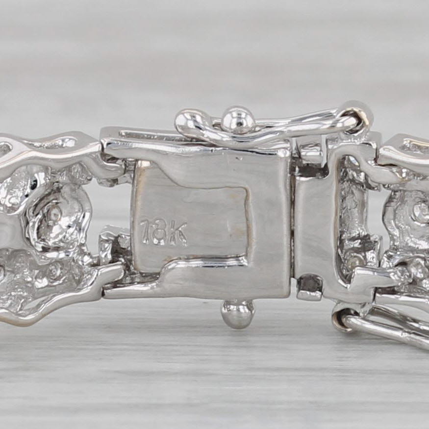Gray 1ctw Diamond Flower Bracelet 18k White Gold 7.5” 7.6mm