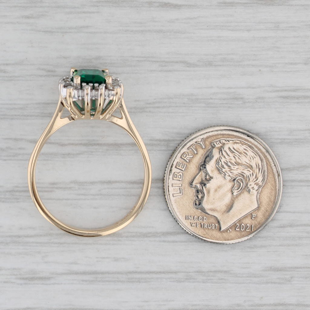 Gray 1.18ctw Lab Created Emerald Diamond Halo Ring 14k Yellow Gold Size 6 Engagement