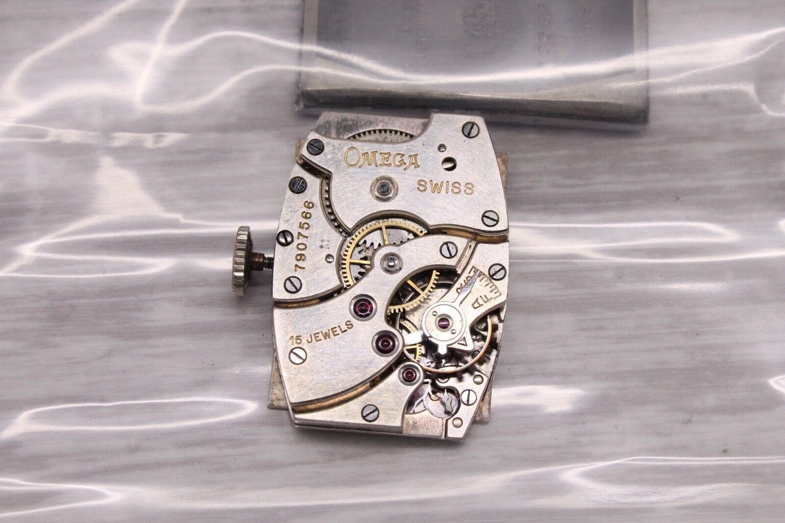 Gray VINTAGE c.1930 Omega Steel Tank Watch cal.20F ORIGINAL Dial Fab Importe Suisse