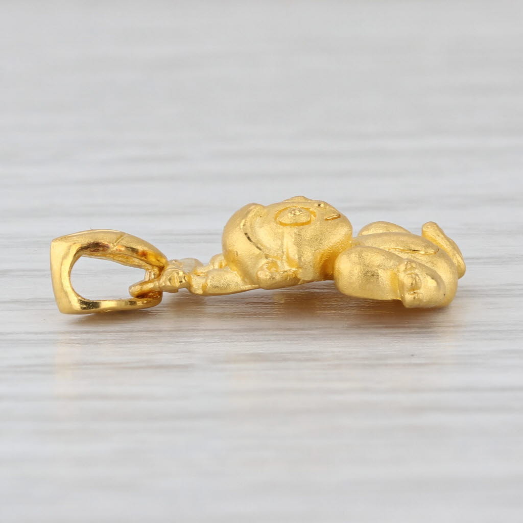 Swinging Monkey Pendant 999 Fine Yellow Gold Small Drop