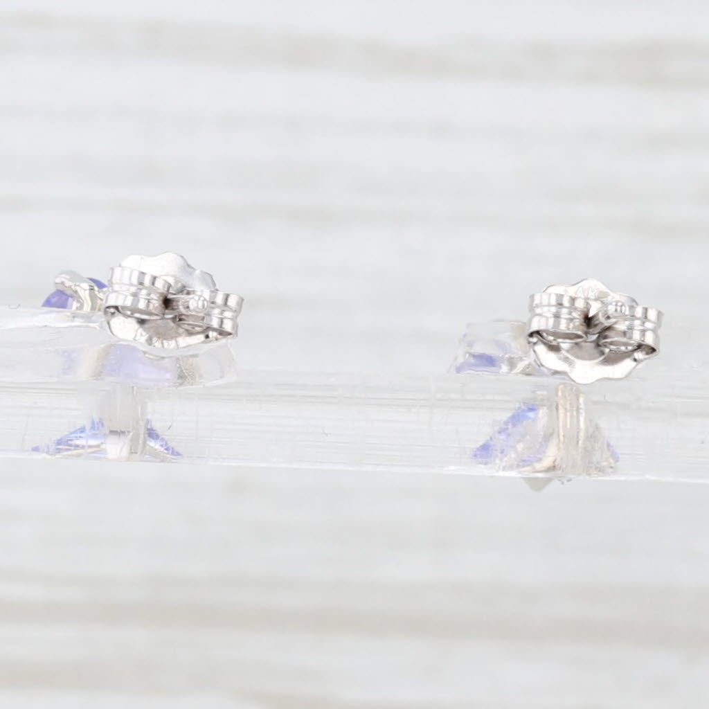 Light Gray 1.30ctw Tanzanite Heart Stud Earrings 14k White Gold Solitaire Studs